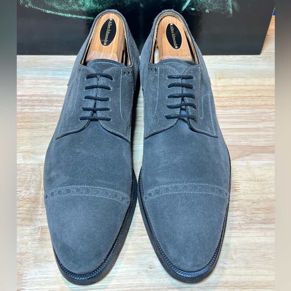Magnanni Men’s Blue Gray Cap Toe Suede Shoes Sz 9M Made In Spain 🇪🇸 EUC